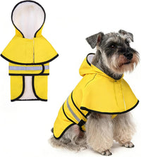 Dog Raincoat Hooded Slicker Poncho with Leash Hole - M:15-20lbs / Yellow(Thick Fleece)