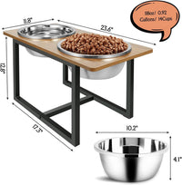 Spacnom Elevated Dog Bowls - Rustic Walnut - image 2