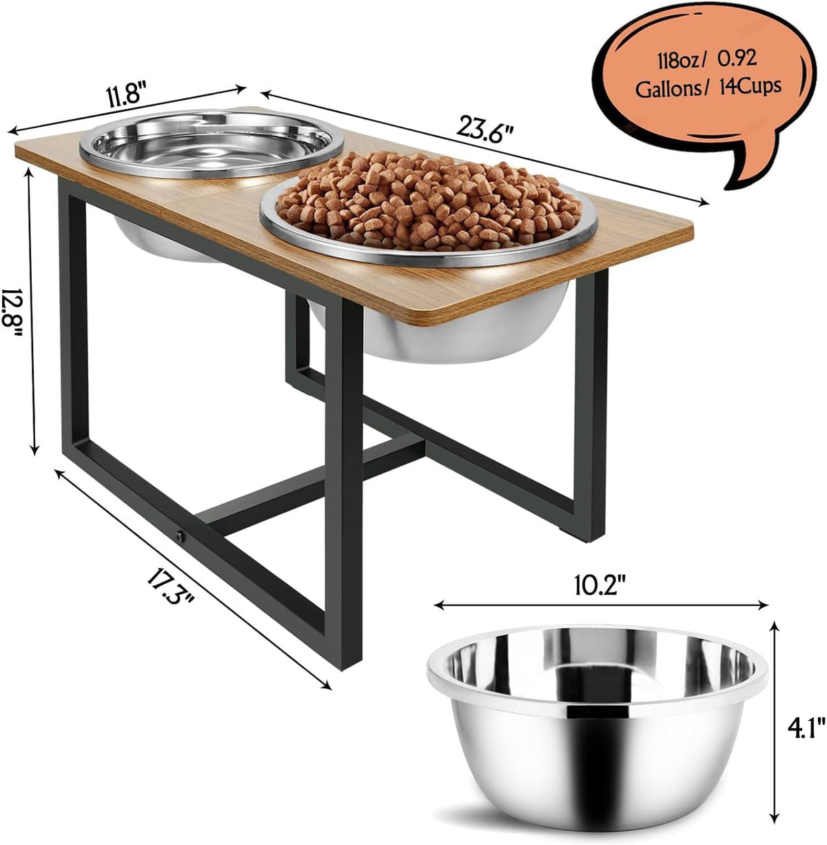Spacnom Elevated Dog Bowls - Rustic Walnut - image 2