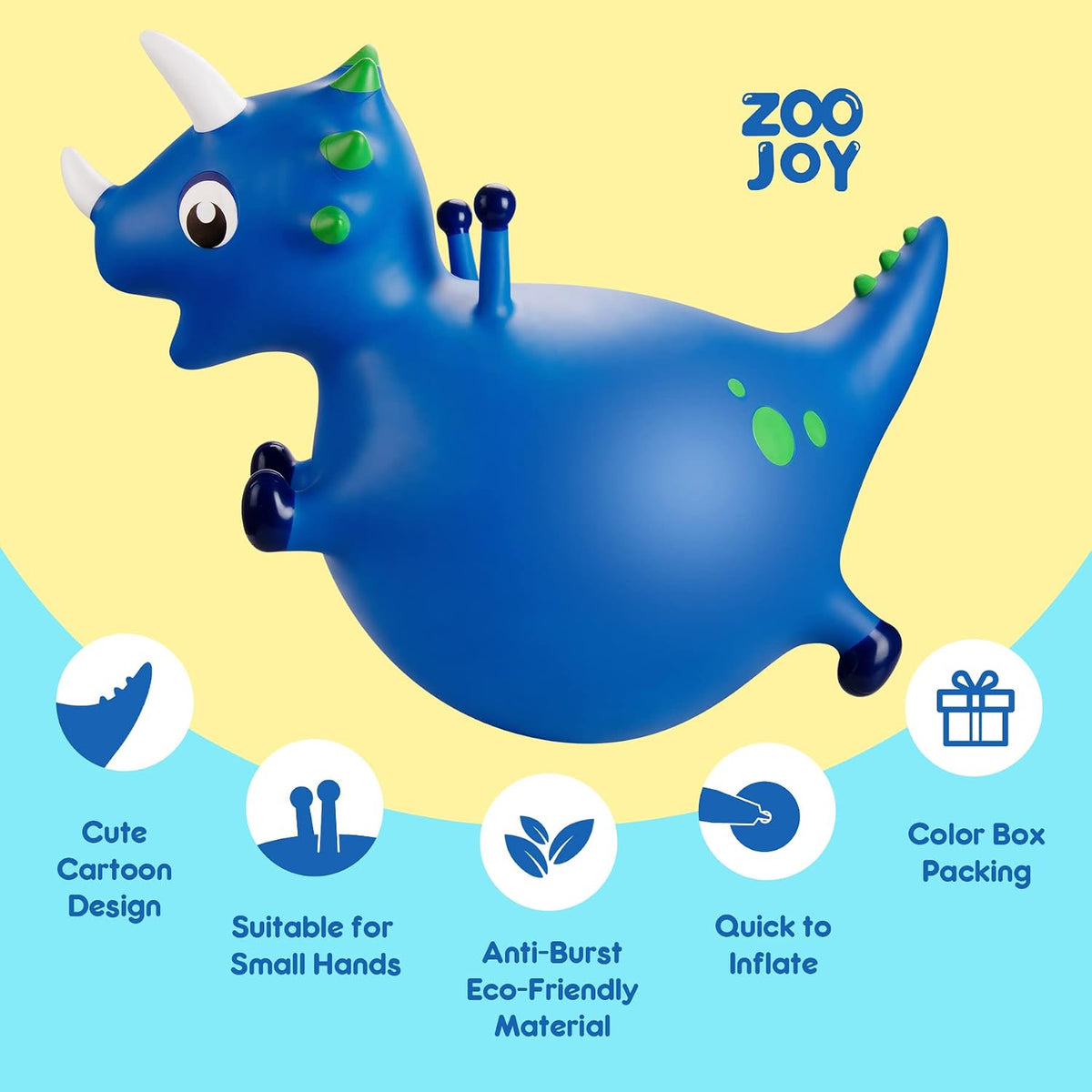 ZOOJOY Inflatable Horse Hopping Toy - Blue Dinosaur - image 3