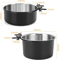 2 Pcs Stainless Steel Small Dog Crate Food Water Bowl - L (82 & 56 OZ) / Black - image 2