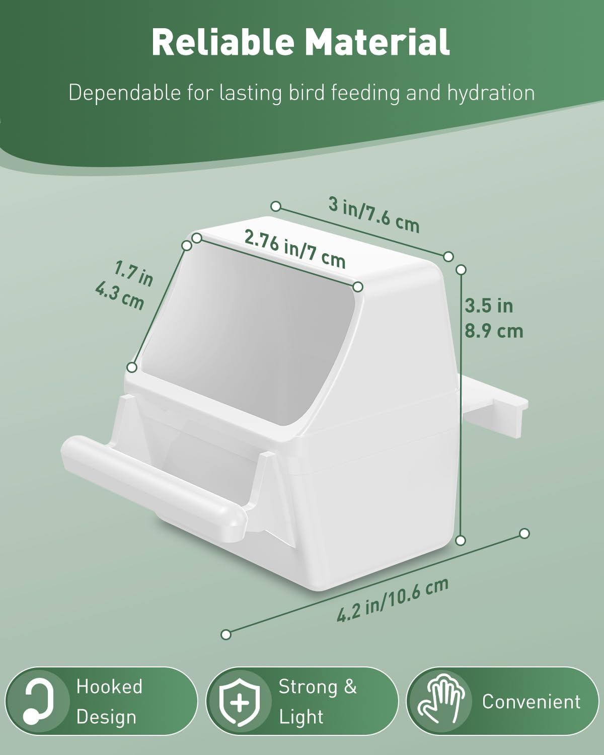 Pawfly 2 Pcs Bird Feeder, Hanging Plastic Water Dispenser with Hooks, Food Bowl for Small Parakeet - 2 PC - image 2