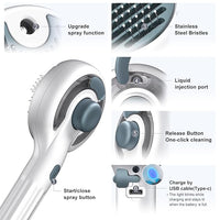 Cat Steam Brush for Indoor Cats – 3-in-1 Grooming Tool with Water Spray, Self-Cleaning Hair Comb for Long & Short Haired Cats and Dogs