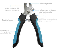 Pet Nail Clippers and Trimmers Set Safety Guard to Avoid Over Cutting - Blue/Black - image 2