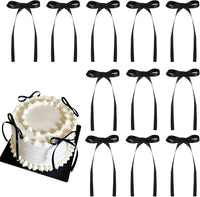 30 Pack Bow Cake Toppers Black Ribbon Bows for Cake Halloween Party - Black