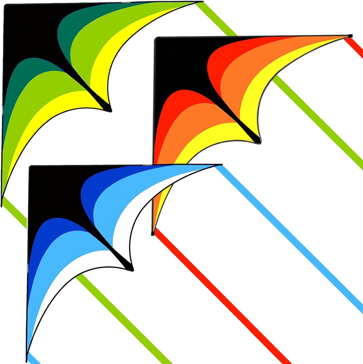 Delta Kite for Kids Ages 4-12 - 1 / Green&Blue&Yellow