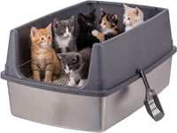 IRIS USA XX-Large High Sided Cat Litter Box, Scatter Shield - XXL / Stainless Steel