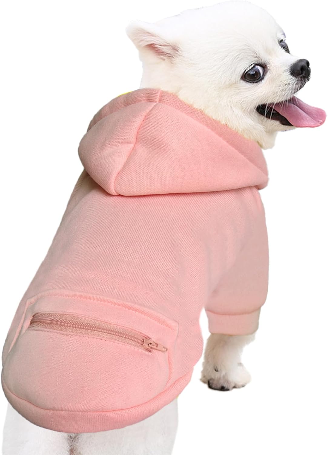 Dog Hoodies for Small Dogs with Zipper Pocket - Pink / Large - image 2
