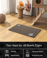 Pet Feeding Mat-Absorbent Dog Mat for Food and Water Bowl-No Stains Quick Dry Water Dispenser Mat-Dog Accessories Pet Supplies-Bowl for Messy Drinkers（Brown,17"x28"