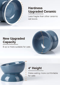 Cat Water Bowl, 15° Tilted and Raised Pet Food Dish - 1 Pack / Blue - image 4