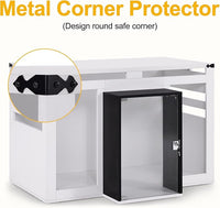 Lovupet Wooden Dog Crate Furniture, Villa Style Dog Kennel for Medium Breed with Glass Door and Acrylic Panels, GC34 (White)