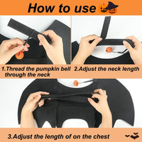 Vivifying black felt dog bat wings Halloween costume with pumpkin bells - view 3