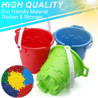 Anzmtosn castle sand buckets 3 pack, 7 inch green and blue beach pails with handles - view 19