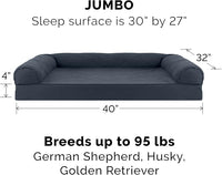 Furhaven Cooling Gel Dog Bed for Large Dogs w/ Removable Bolsters & Washable Cover, For Dogs Up to 95 lbs - Quilted Sofa - Iron Gray, Jumbo/XL