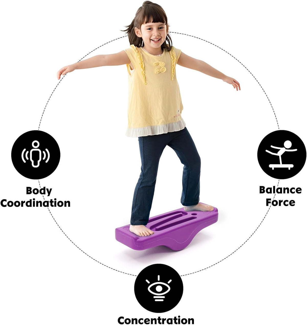 Joonly blue kids balance board rocking seesaw with 5 wooden balls - view 8