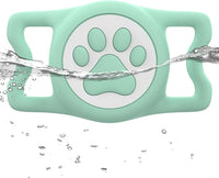 IP68 Waterpoof Dog Airtag Holder, Stretchy Silicone Full Body Covered Apple Air Tag Holder for Dog Cat Collar Fit All Width Collar (Green, 1 Pack)