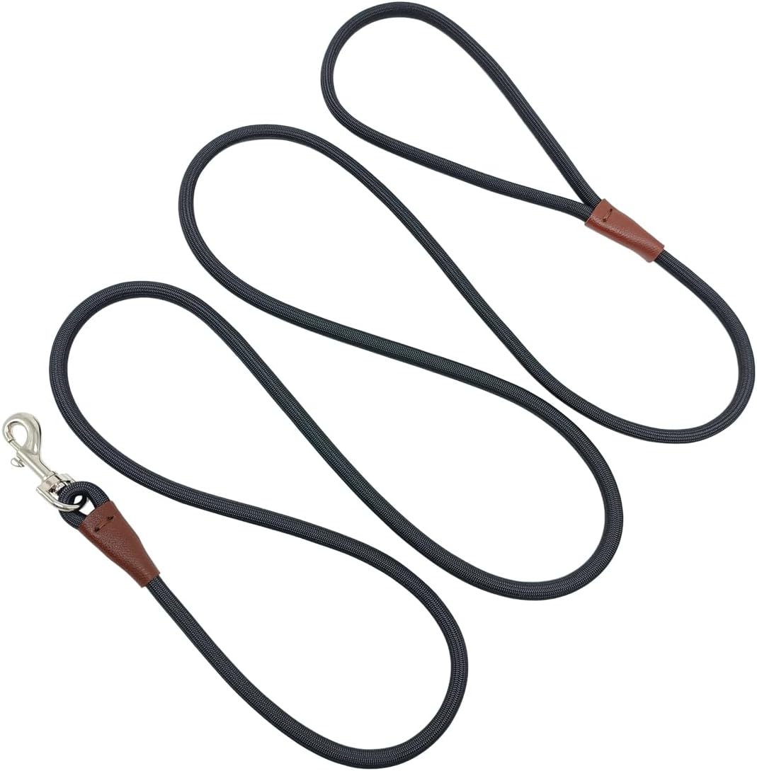 MayPaw Small Rope Dog Leash 6FT 8FT 10FT - 6ft*1/4" / black