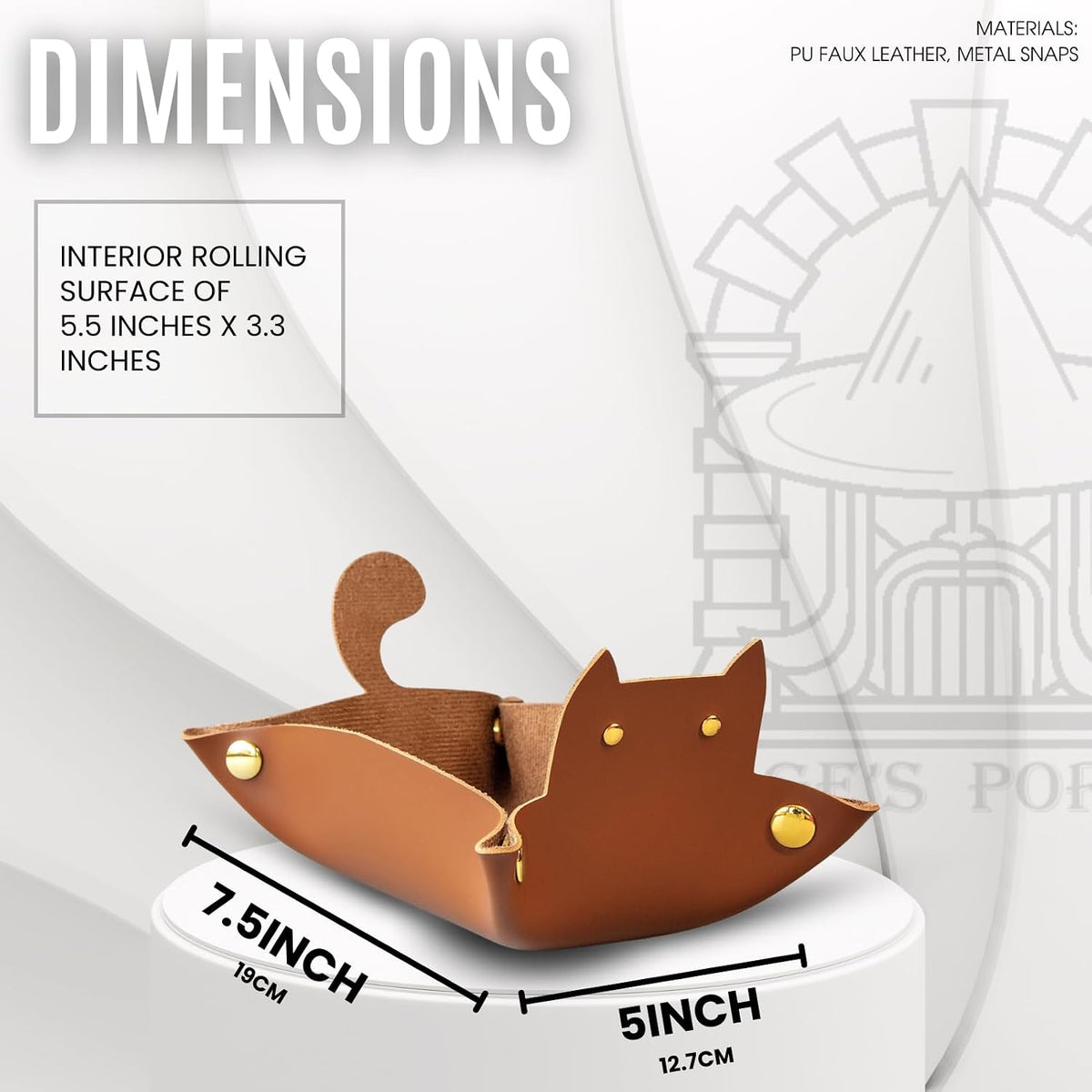 Sage's Portal brown cat-shaped foldable PU leather dice rolling tray - view 18