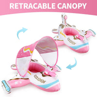 Toddler Float Inflatable Baby Swim Float with Canopy and Seat Pool - Pink Airplane Water Gun - image 4