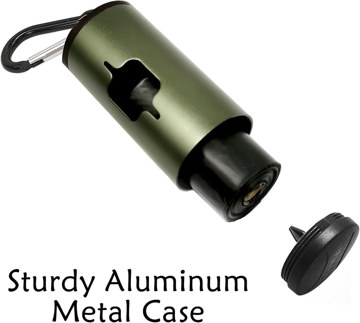 Aluminum Dog Poop Bags Holder with Carabiner Metal Pet Waste Bags - Olive Green / 1 Count (Pack of 1) - image 3