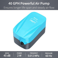 Pawfly Aquarium 15-40 GPH Compact Air Pump Quiet Oxygen Aerator Pump - 3-20 Gallon / With Air Stone Disc - image 3