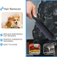 Rubber Pet Hair Removal Brush, Dogs Cats Hair Lint Remover Tool Massage Bath Comb Brush for Cleaning and Grooming (Black)