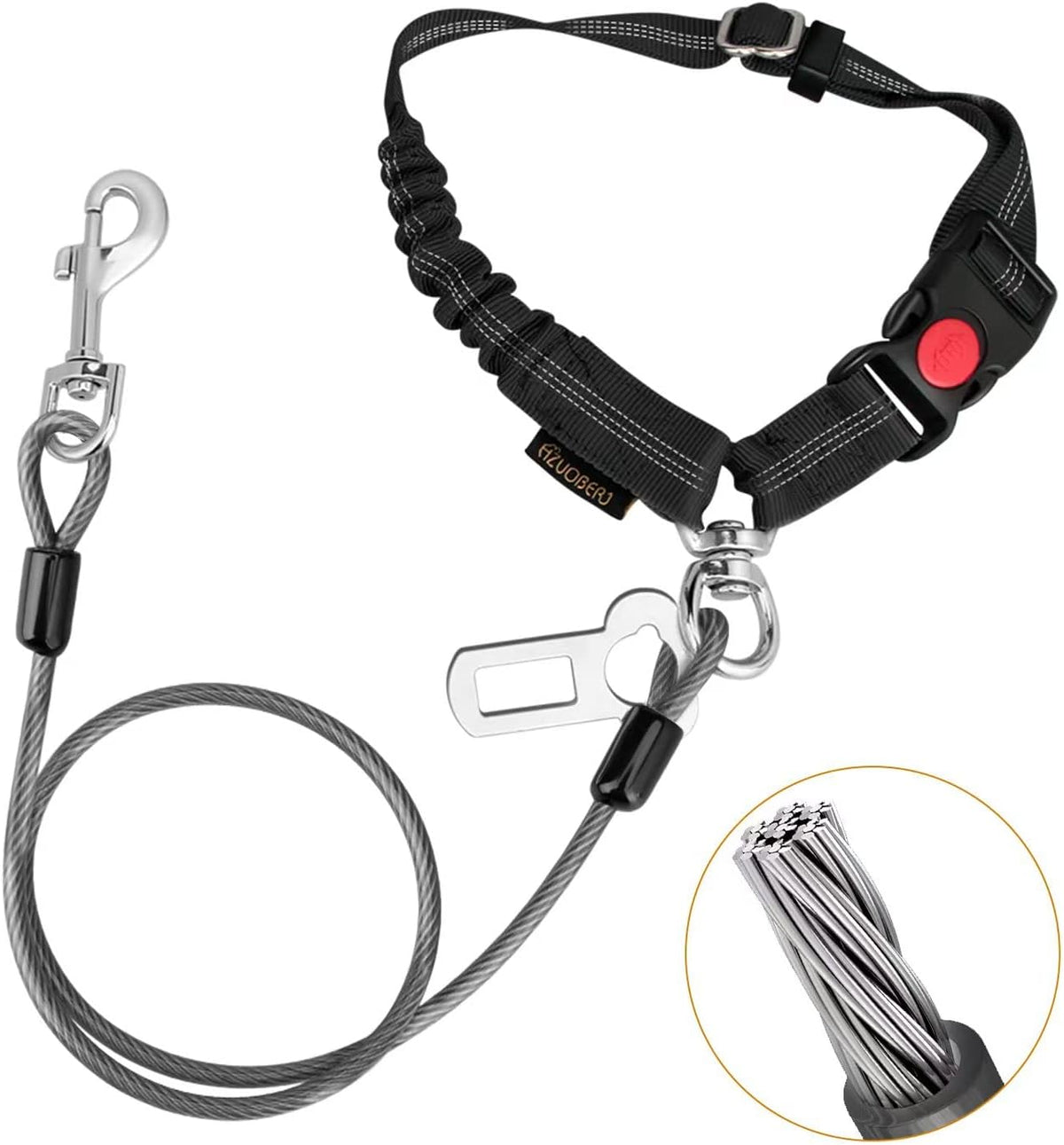 Chew Proof Dog Car Seat Belt - Black / 1 Pack