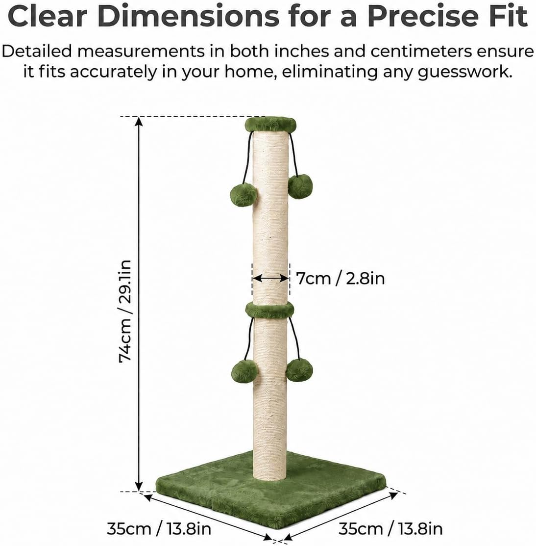 Dimaka 29in Cat Scratching Post - Green / 29 inches for All Cats - image 2