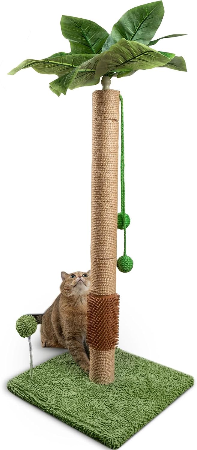 ANWA 32" Tall Sisal Cat Scratching Posts Tree for Indoor Cats Adults - Simulation Plant Post