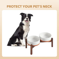 Elevated Dog Bowls, Raised Ceramic Dog Bowl for Small & Medium Dogs – Essentials for Dogs - Double Bowls with Stand- Vanilla White / 5CUPS - image 3