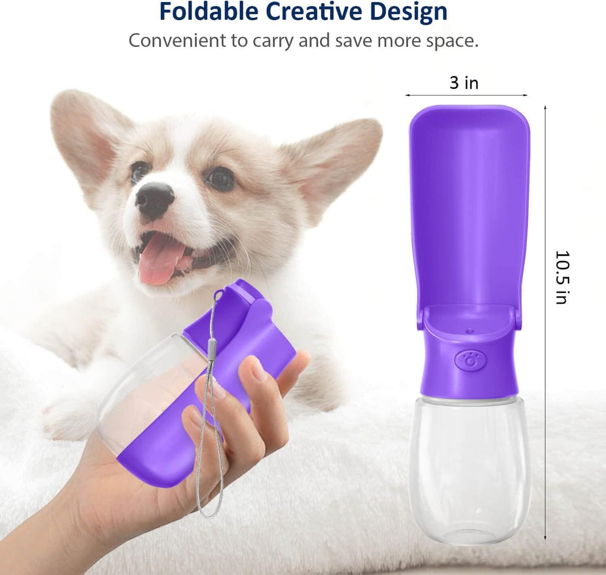 WePet Foldable Portable Dog Water Bottle Puppy Water Dispenser - #7 Light Purple / 12 oz - image 3