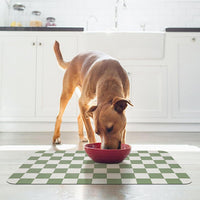 CooRug Checkered Dog Food Mat, Pet Feeding Mat 20" L x 12" W - Green / 32"L x 17"W - image 2