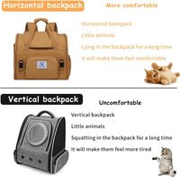 Pet Backpack Carrier for Small Dogs Medium Cats, Puppies - Brown +Two-Shoulder / 16.5"L x 9.0"W x 13.0"H - image 2