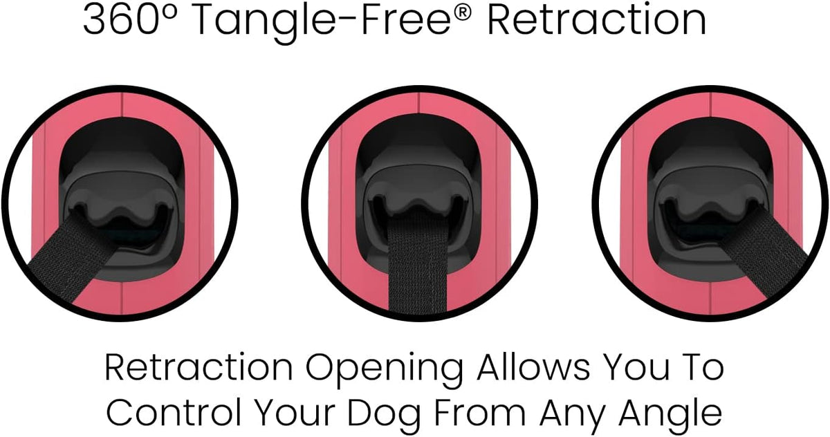 TUG Monochrome 360° Tangle-Free Retractable Dog Leash - Pink / Large, 16 ft - image 2