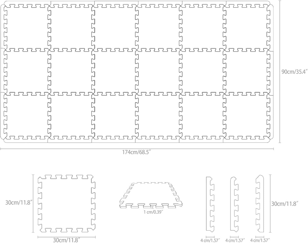 Yostrong 18 Tiles Interlocking Puzzle Foam Baby Play Mat - 18 Tiles (With Straight Edge) / Black - image 3