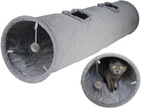 Cat Tunnel for Indoor Cats, 51×12 inch Foldable Big Cat Tunnel - Grey