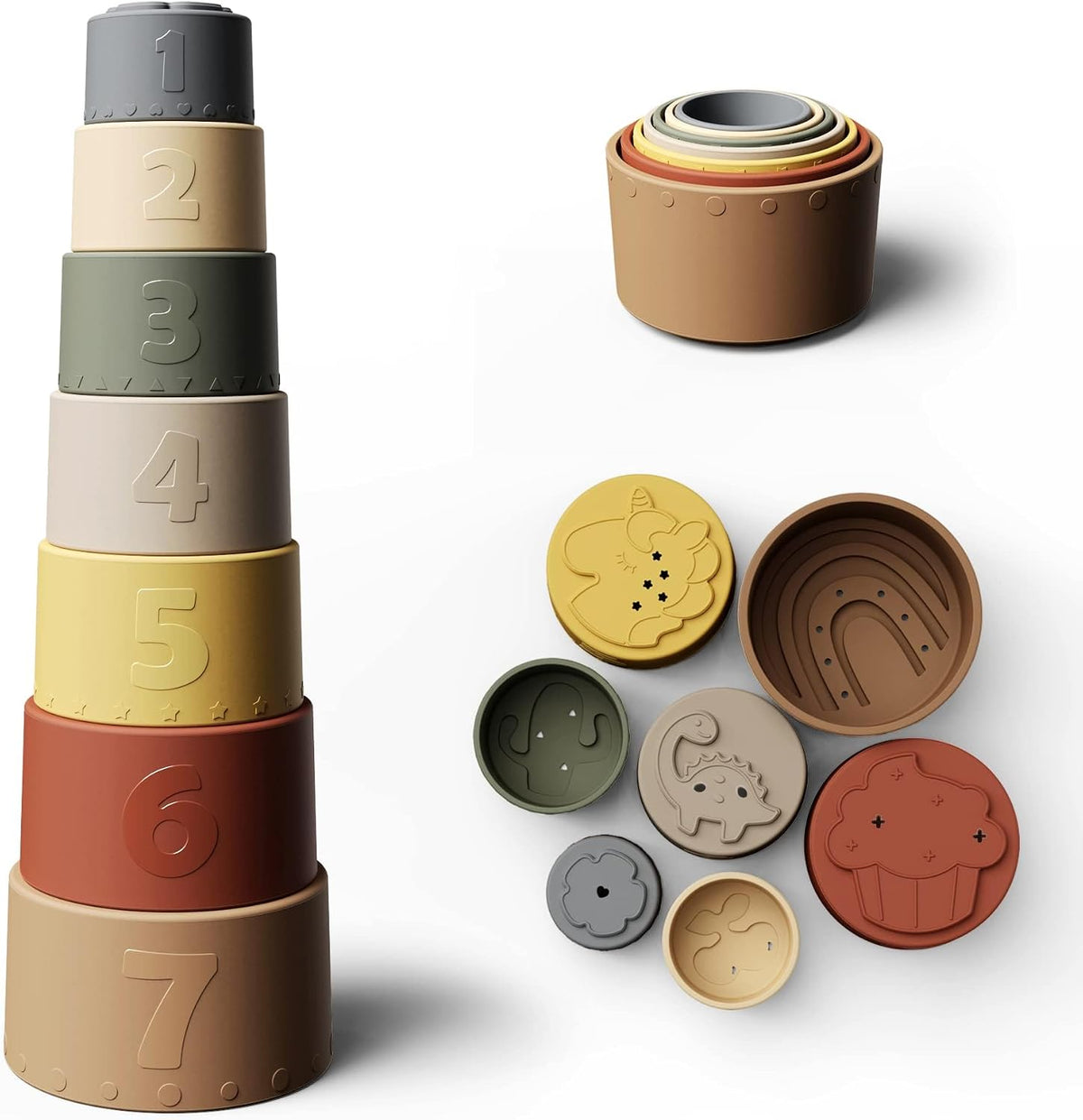 Moonkie Stacking Cups Toy - Retro