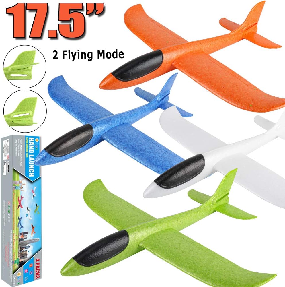 BooTaa 2 Pack Airplane Toys, 17.5" Large Throwing Foam Plane - 4 Airplanes - image 3