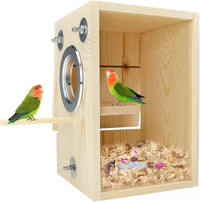 Bird Nest Box Parakeet Breeding Nest Box Bird Nest House Wooden - Small