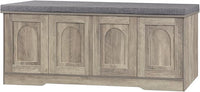 DINZI LVJ Shoe Bench, Entryway Storage Bench with Doors, Cushion, 2-Tier Shoe Rack with 8-Cubby, 47.2”L x 13.8”W Shoe Organizer Cabinet, Adjustable Shelf, Living Room, Bedroom, Gray Wash