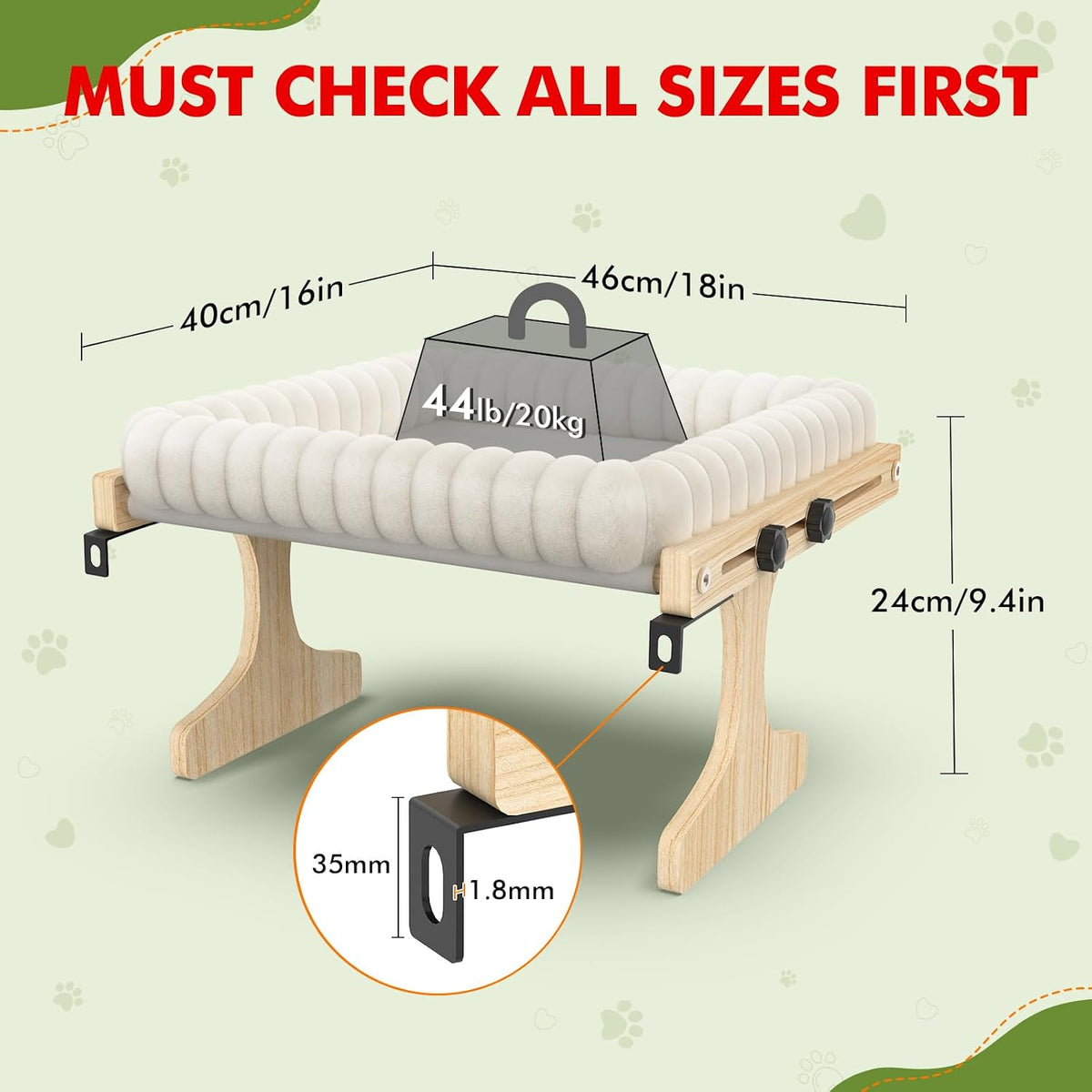 XiaZ Cat Perch for Window Cats Hammock Indoor Bed for Window - White / Small 18 * 16 * 9.4in - image 3