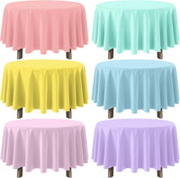 4Pcs Pastel Tablecloths, Mix Color Plastic Tablecloth Disposable Rectangle Table Covers for Baby - Pastel Round / 6pcs