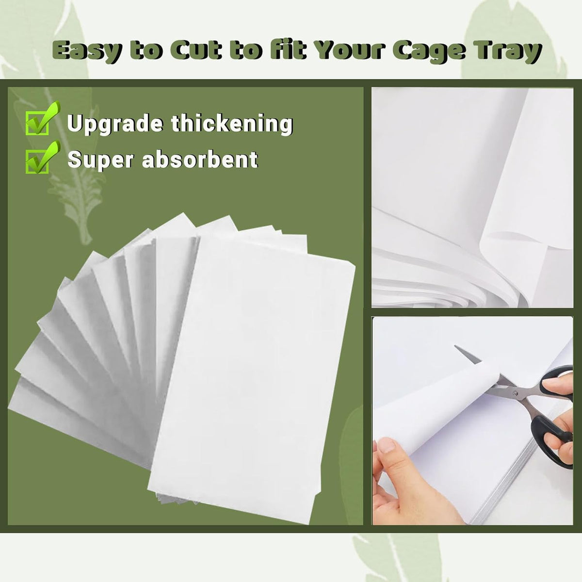 ZIQON 120 Pcs Bird Cage Liner Papers Big Size Cage Paper Liners - 21.3*15.5 inch / White - image 3