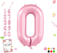 40 Inch Gold Number 1 Balloon - Pastel Pink / 40 Inch Number 0