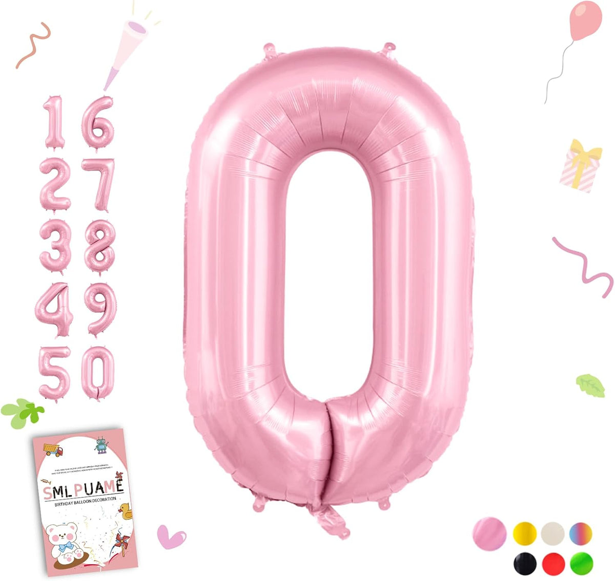 40 Inch Gold Number 1 Balloon - Pastel Pink / 40 Inch Number 0