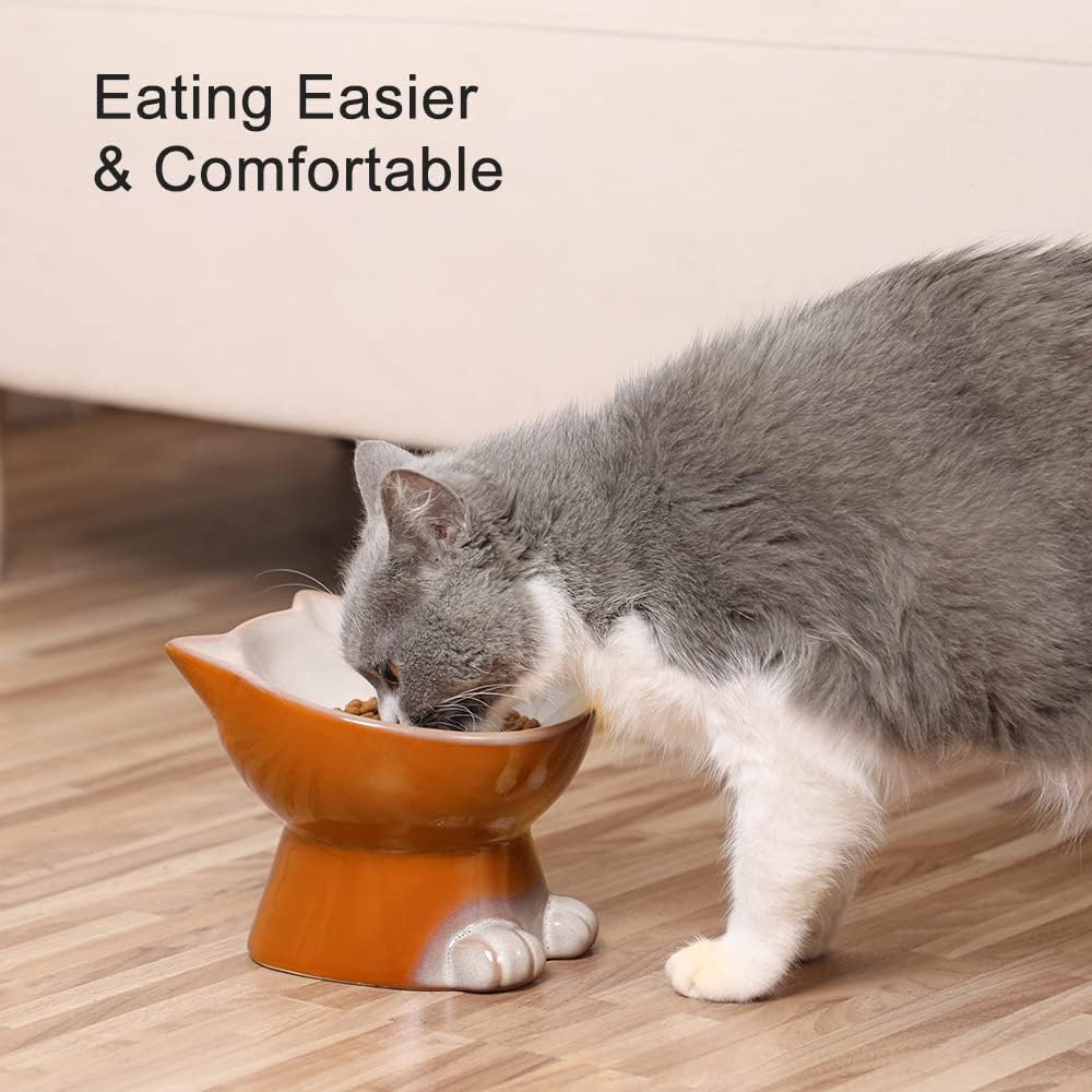 Nihow Ceramic Basic Cat Bowls: 5 Inch Cat Bowl for Food & Water – Essentials for Cats - 6.8 OZ / Brown - image 4