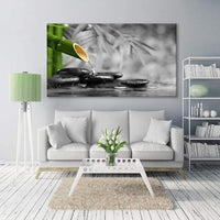 Yxbhhym Canvas Wall Art Living Room Black and White Wall Art Zen Poster Prints Green Wall Decor Stone Meditation Pictures for Office Kitchen Decoration Bedroom Wall Décor Framed Large Art