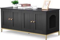 28.3" L Cat Litter Box Enclosure with Metal Frame - 47.2"L / Black