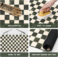 Dog Food Mats for Floors Waterproof - Plaid Black / 32"L x 24"W - image 2