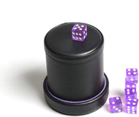 PU Leather Dice Cup Purple Velvet Lined Quiet Shaker with Lid - Purple - image 2